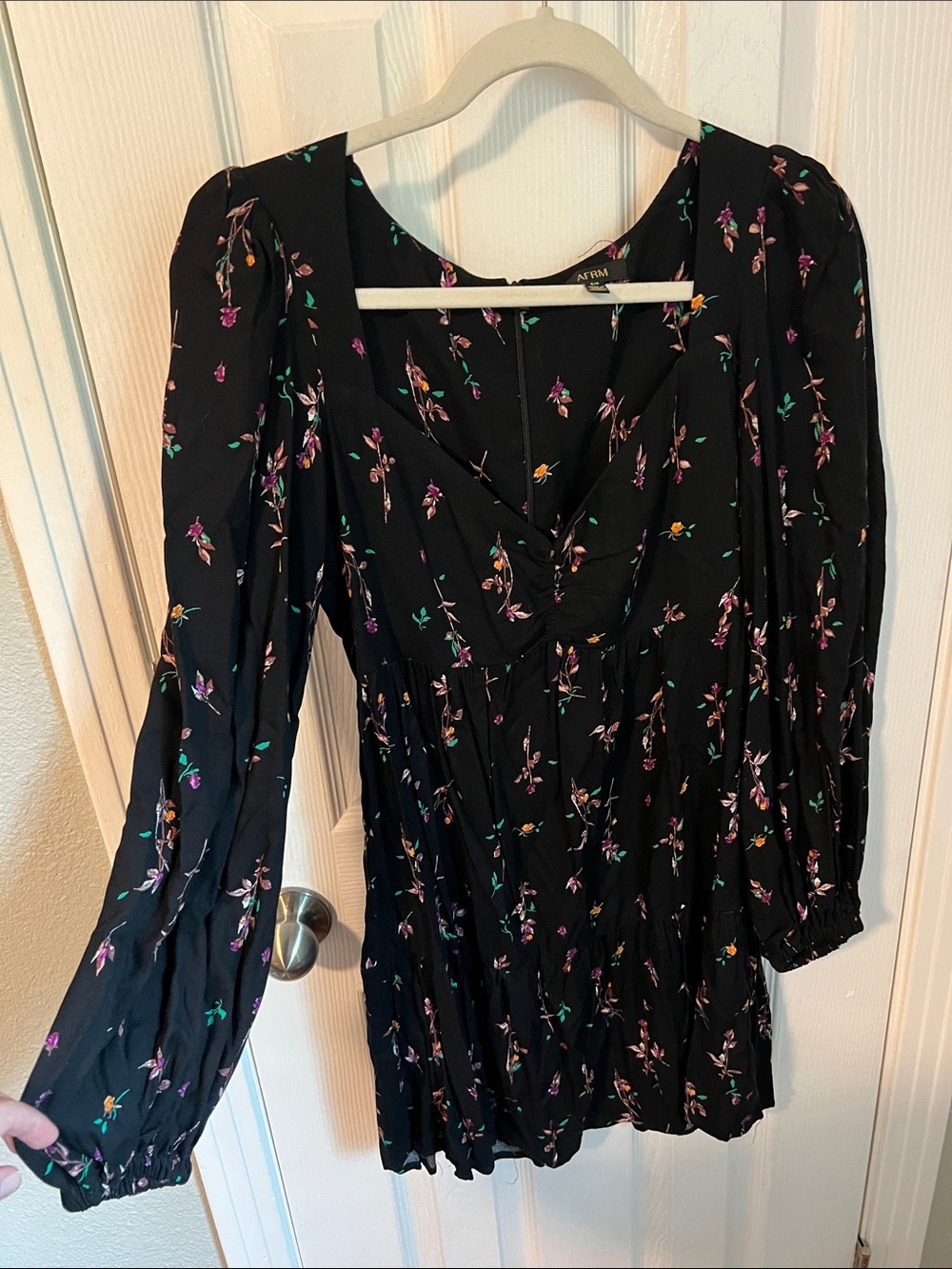 Black Floral Long Sleeve Mini Dress